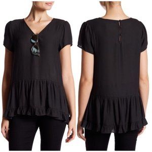 RO&DE Anthro Short Sleeve Ruffle Hi-Low Blouse